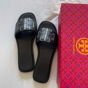 Tory Burch Blue Sandals with Silver Accents
